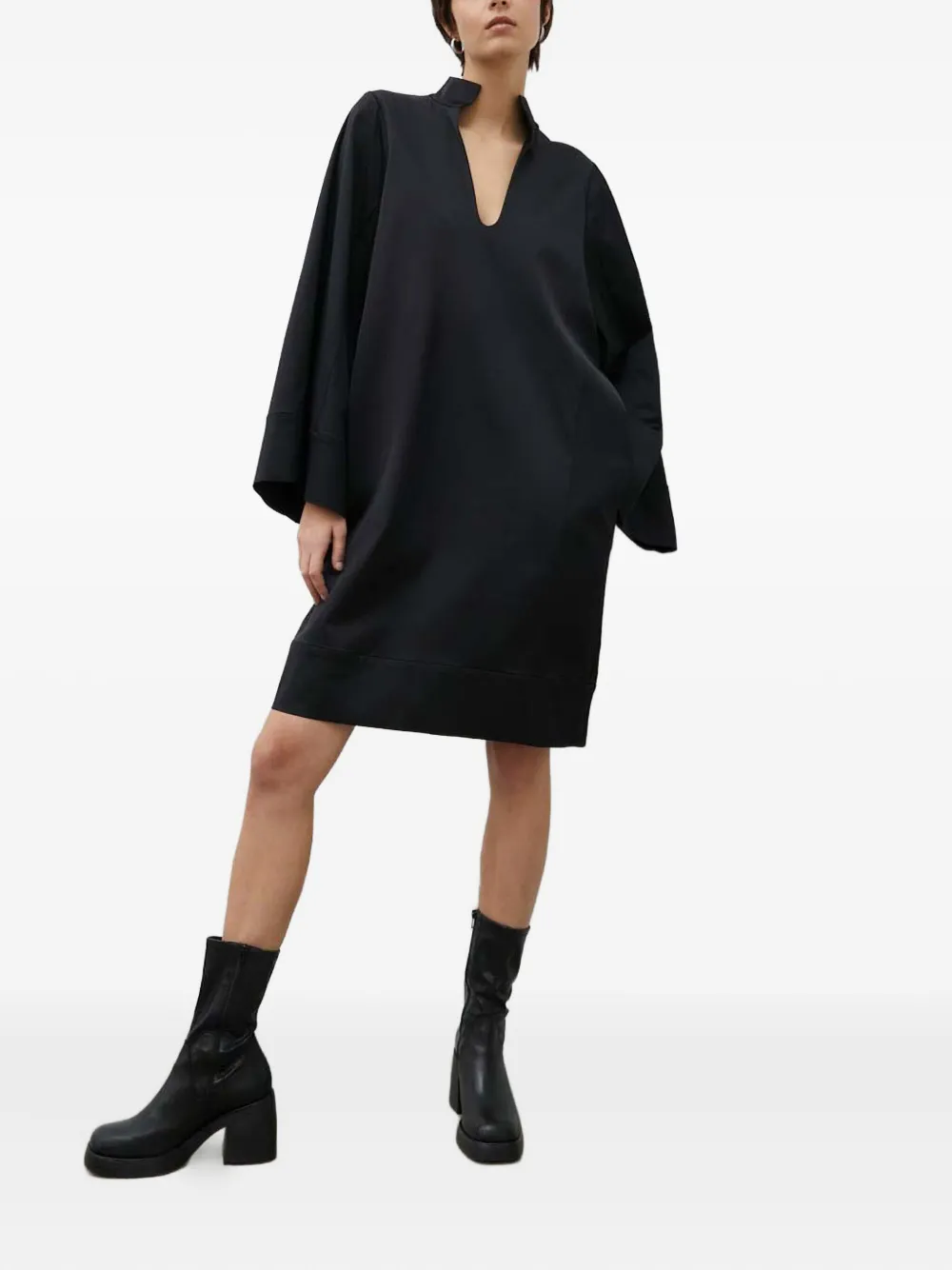 By Malene Birger V-neck mini dress - Zwart