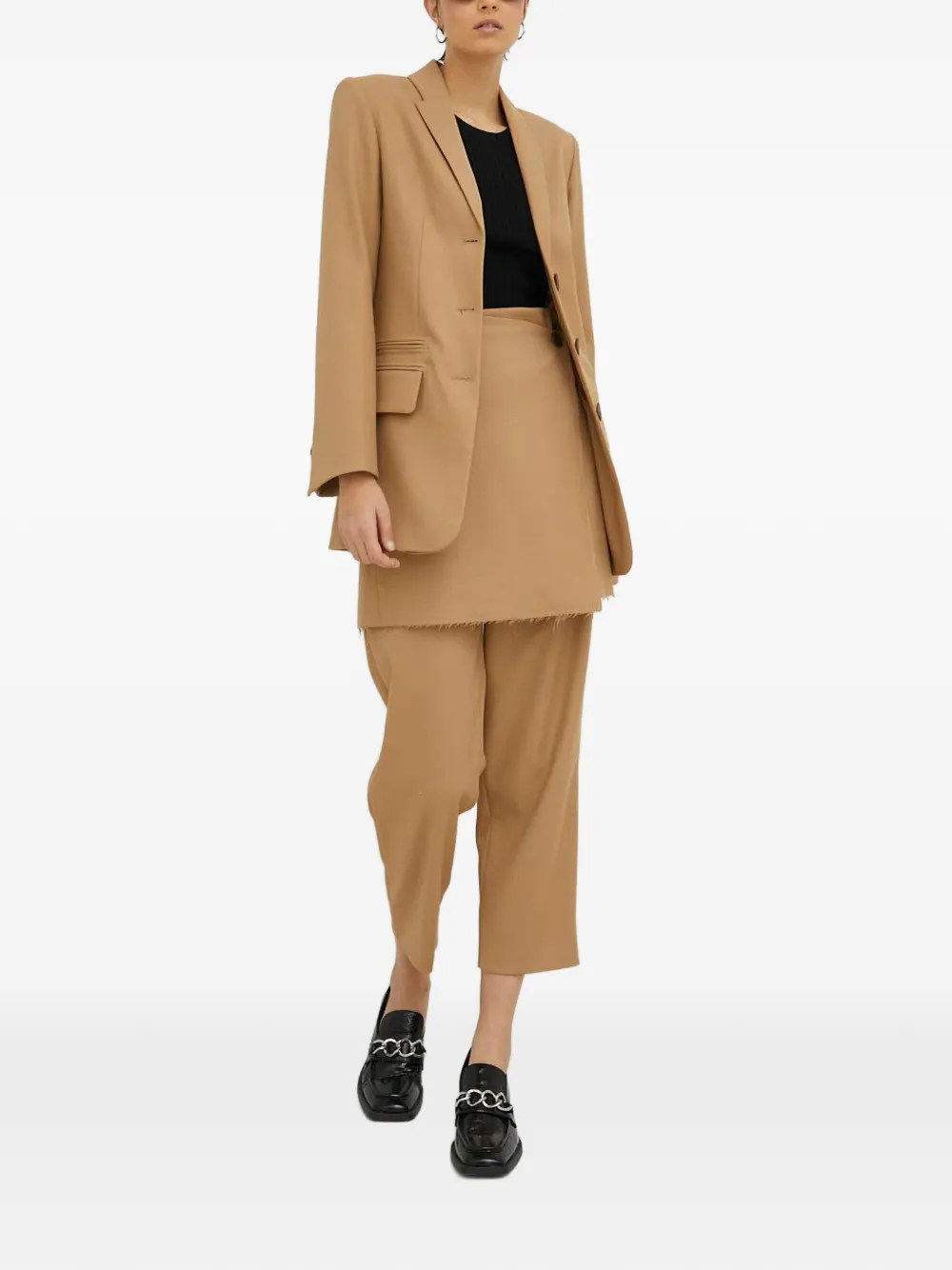 By Malene Birger button-detail frayed skirt - Marrone