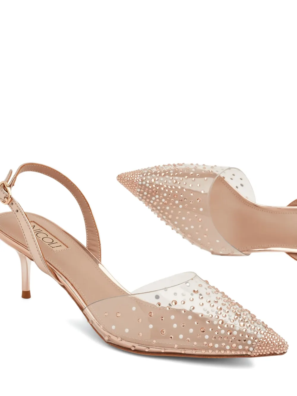 Nicoli 65mm Tory Crystal-embellished Slingback Mules In Neutral