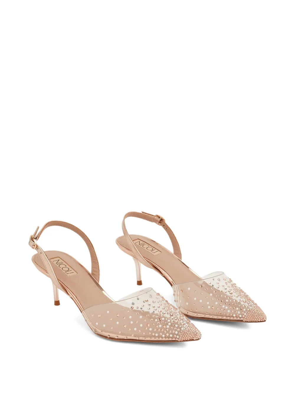 Nicoli 65mm Tory Crystal-embellished Slingback Mules In Neutral
