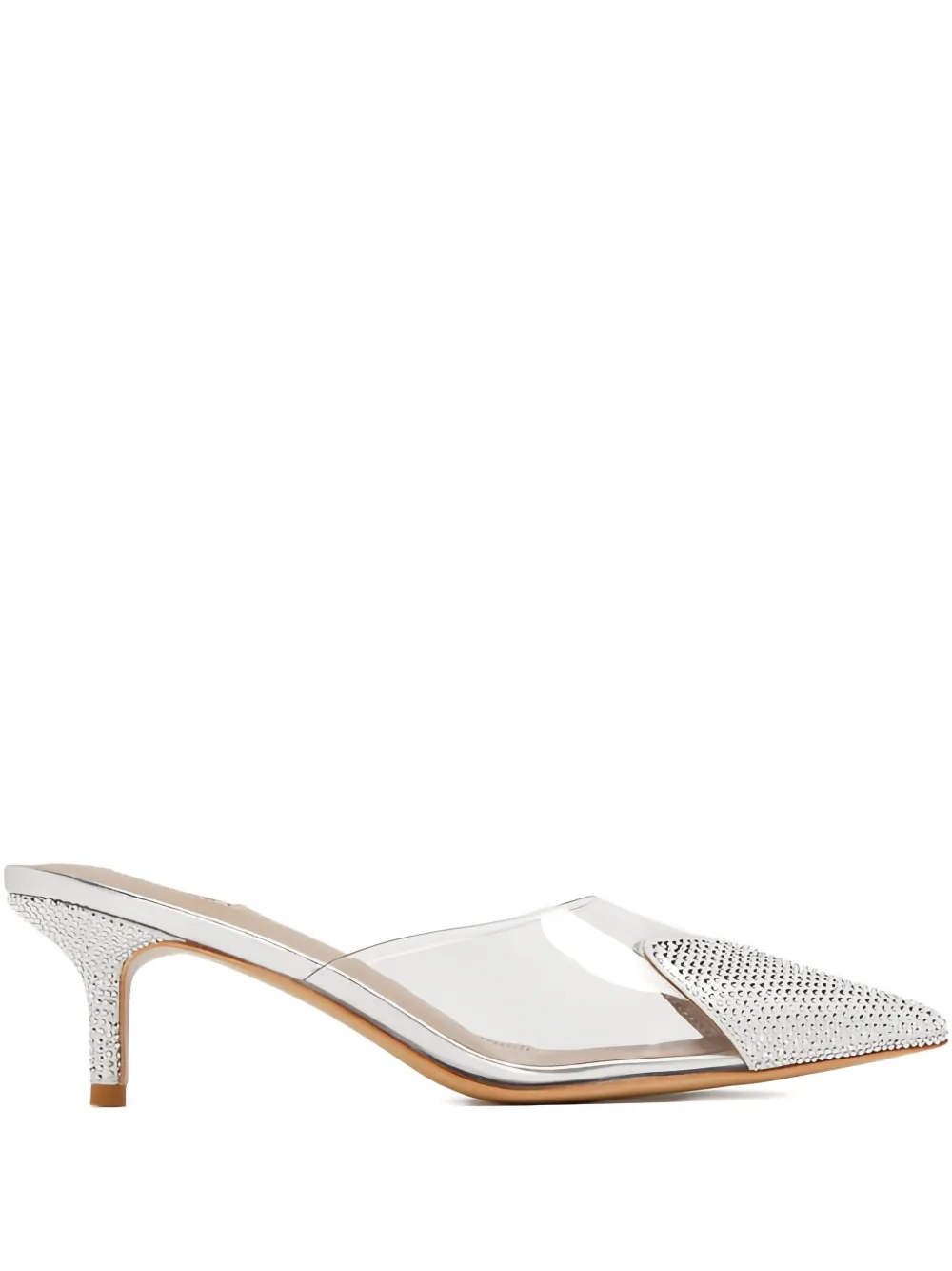 Nicoli 65mm Crystal-embellished Pointed-toe Mules In Metallic