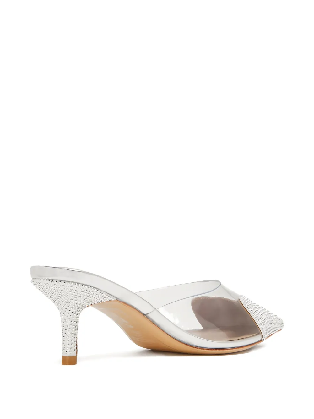 Nicoli 65mm Crystal-embellished Pointed-toe Mules In Metallic