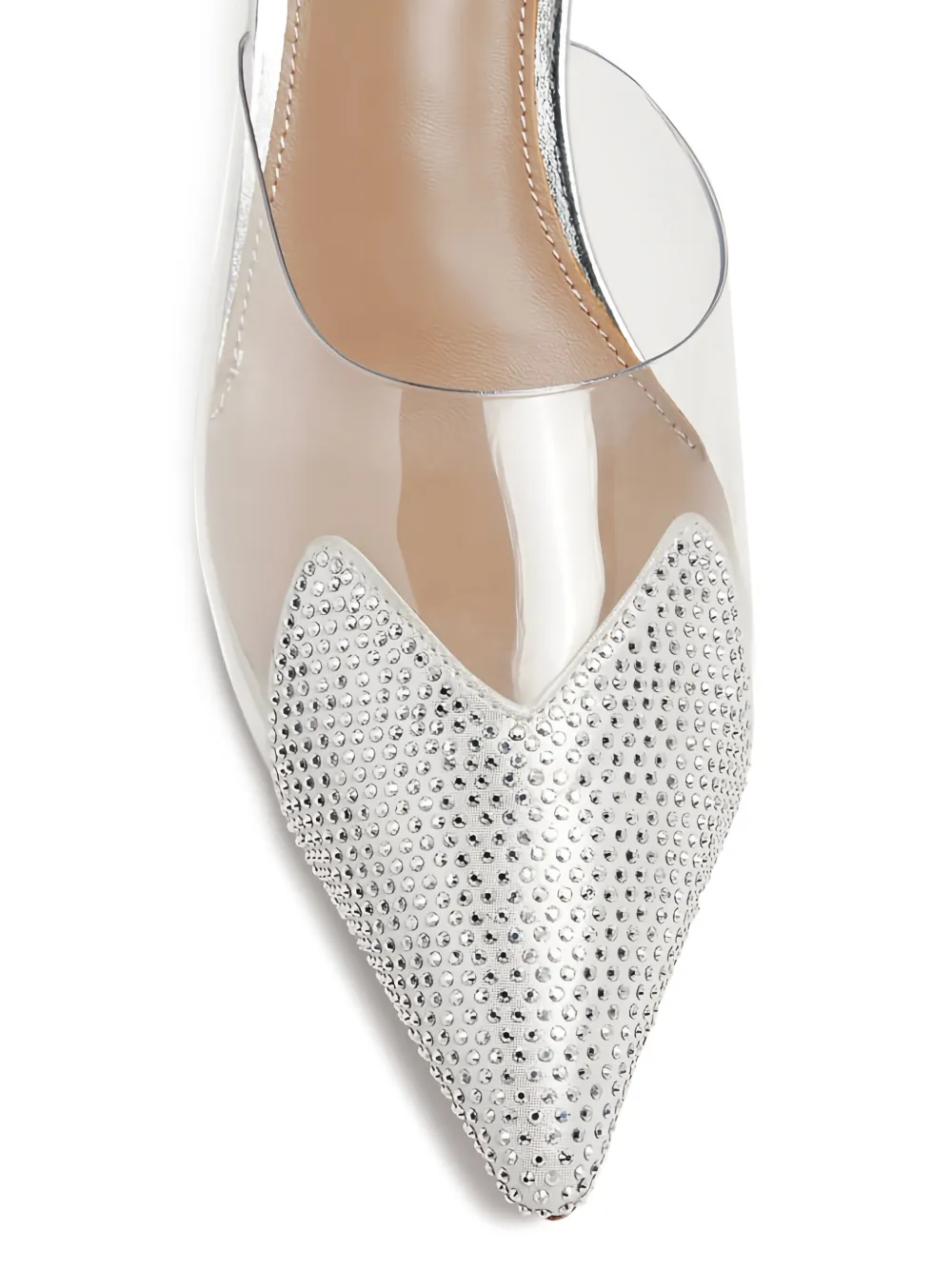 NICOLI 65mm crystal-embellished pointed-toe mules Silver