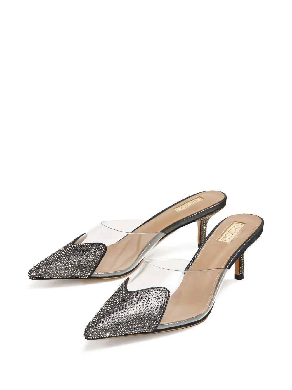 NICOLI 65mm crystal-embellished pointed-toe mules | Heeled Mules | Image 2