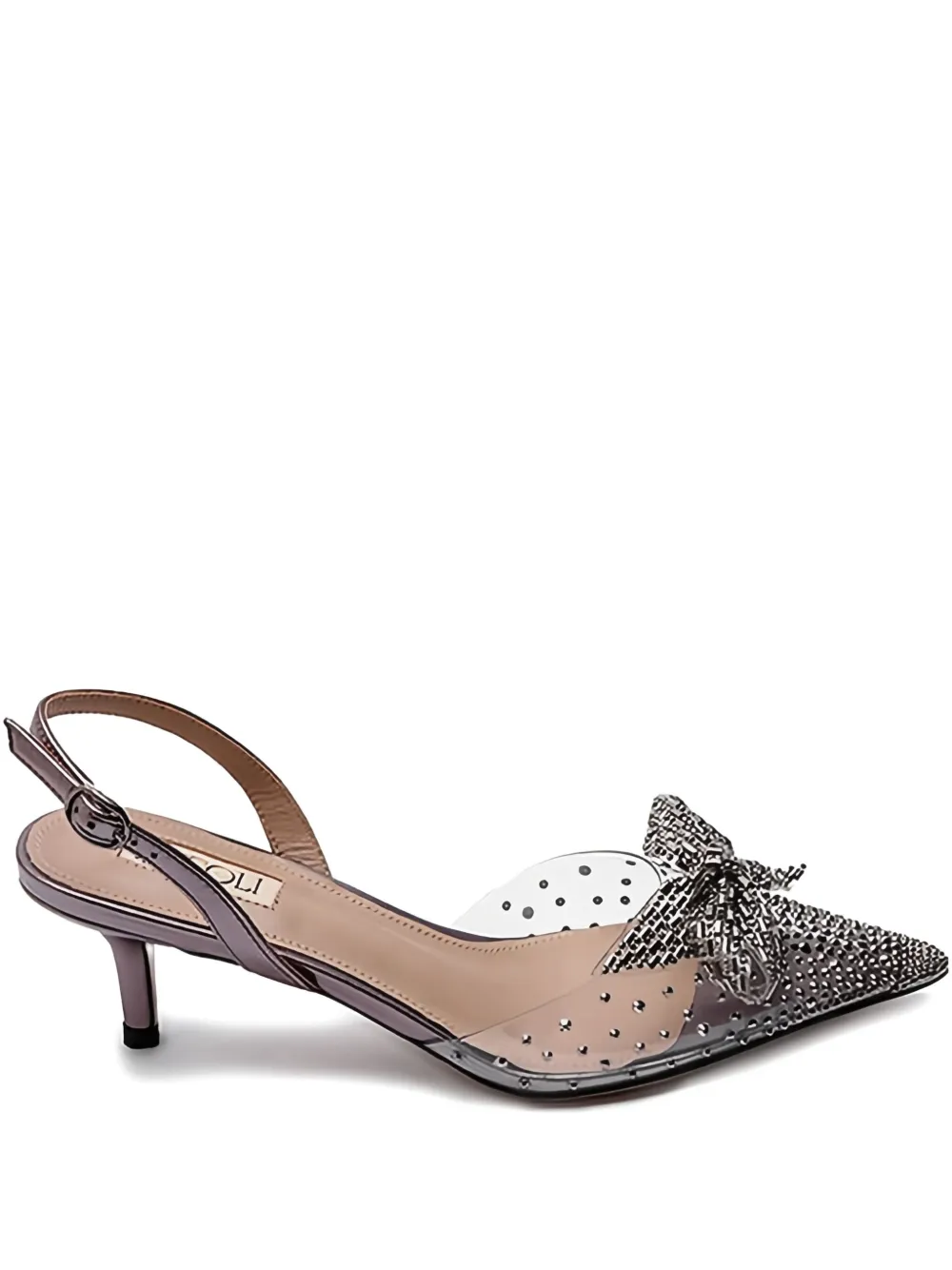 NICOLI 50mm Trudi crystal-embellished bow pumps Grey