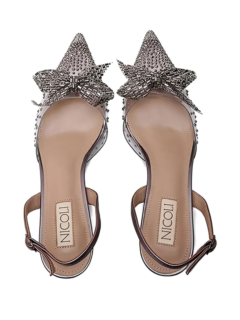 NICOLI 50 mm Trudi pumps verfraaid met kristallen strik Grijs