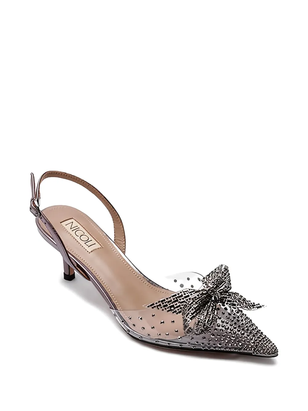 NICOLI 50mm Trudi crystal-embellished bow pumps | Heeled Pumps | Image 2