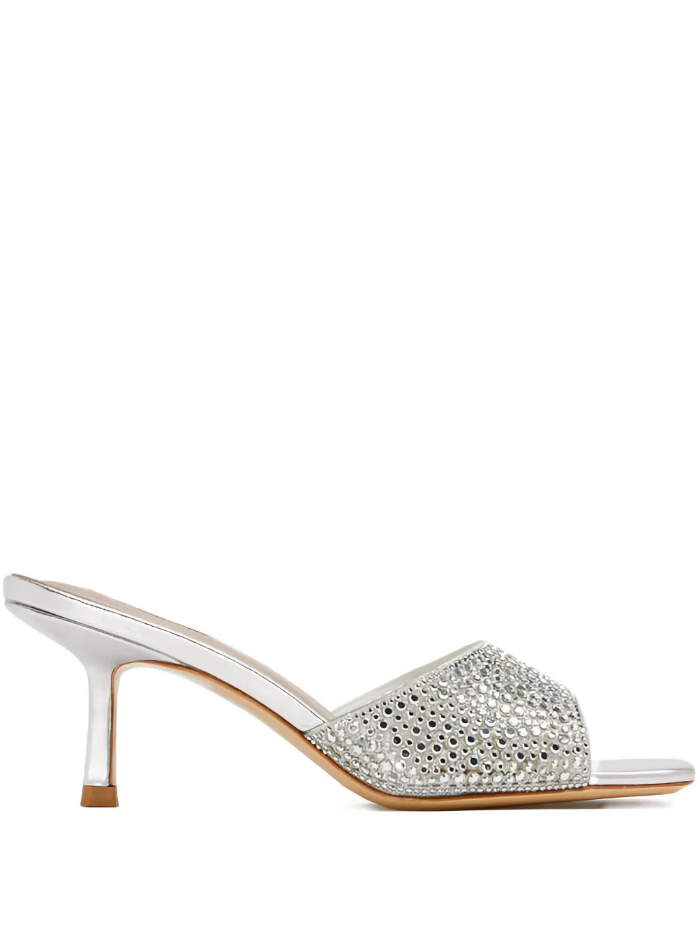 NICOLI 75mm crystal-embellished square-toe sandals | Silver | Image 1