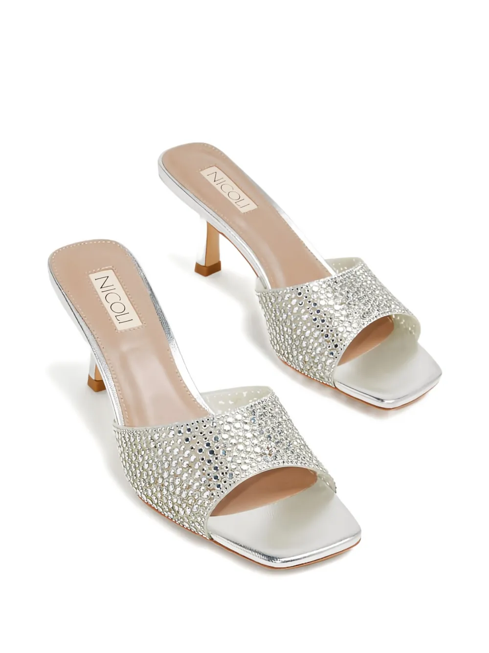 NICOLI 75mm crystal-embellished square-toe sandals | Heeled Sandals | Image 2