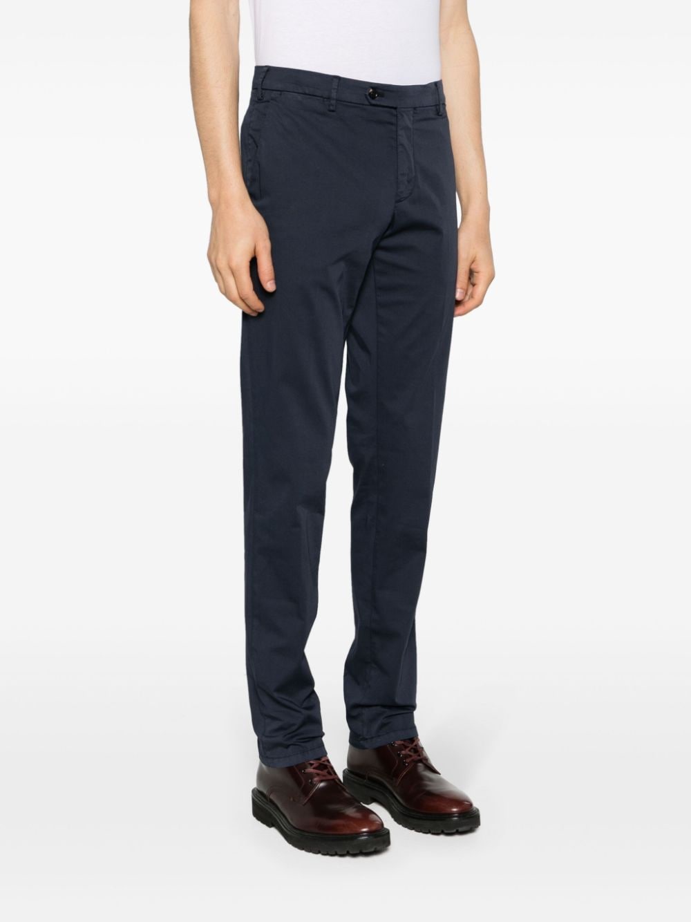 Shop Lardini Mid-rise Tapered Chinos In Blue