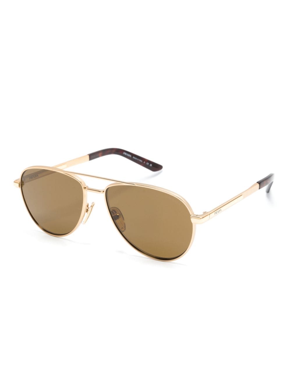 Shop Prada Logo-print Pilot Sunglasses In Gold