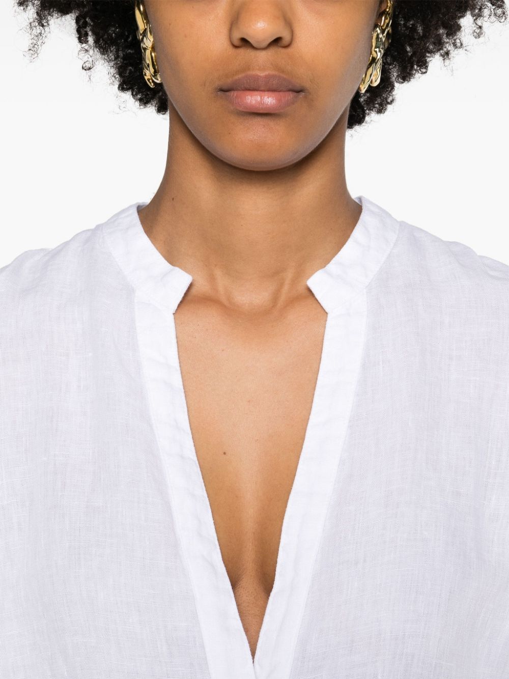 Shop 120% Lino V-neck Linen Blouse In White