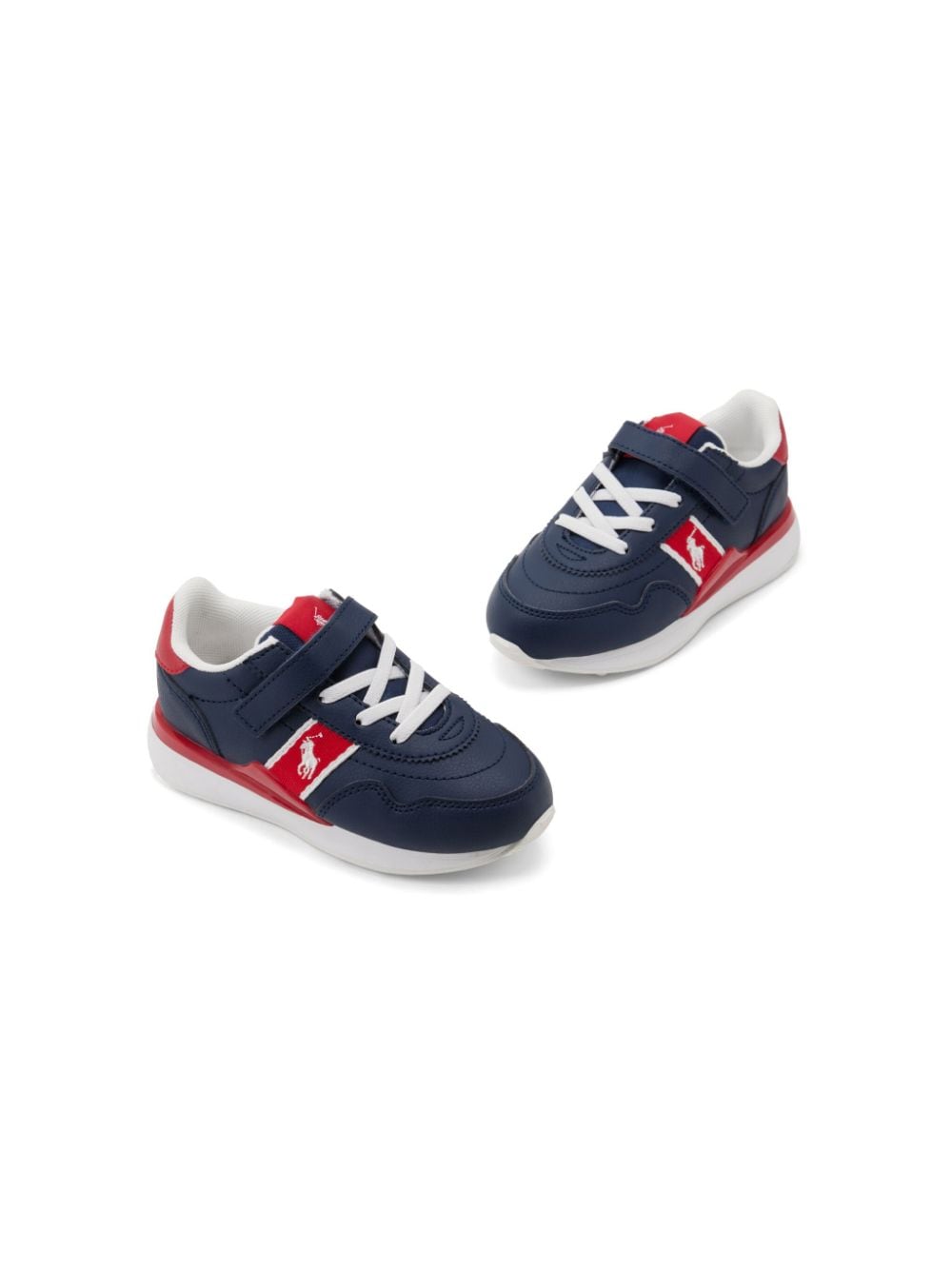Shop Ralph Lauren Panelled Polo Pony Sneakers In Blue