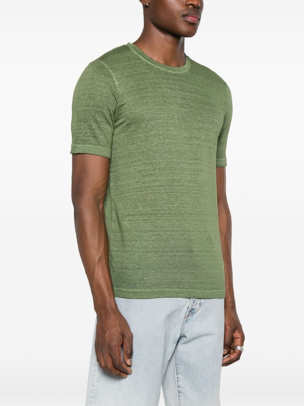Shop 120% Lino Mélange Linen T-shirt In Green