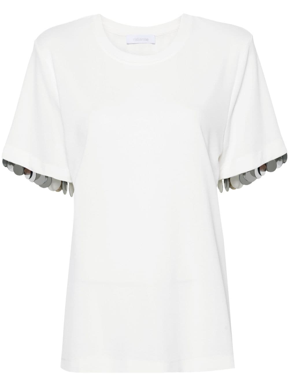 Rabanne Jersey Crepe Embellished T-shirt In White
