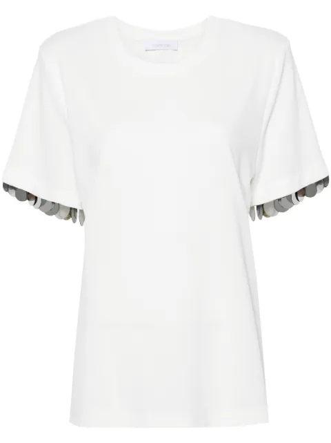 Rabanne paillette-embellished crepe T-shirt