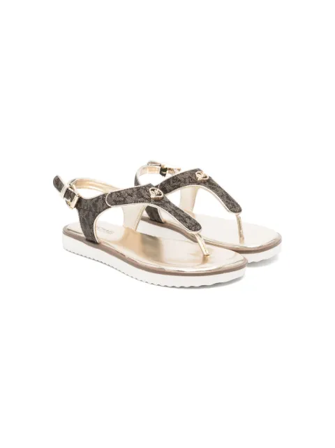 Michael Kors Kids monogram buckled thong sandals