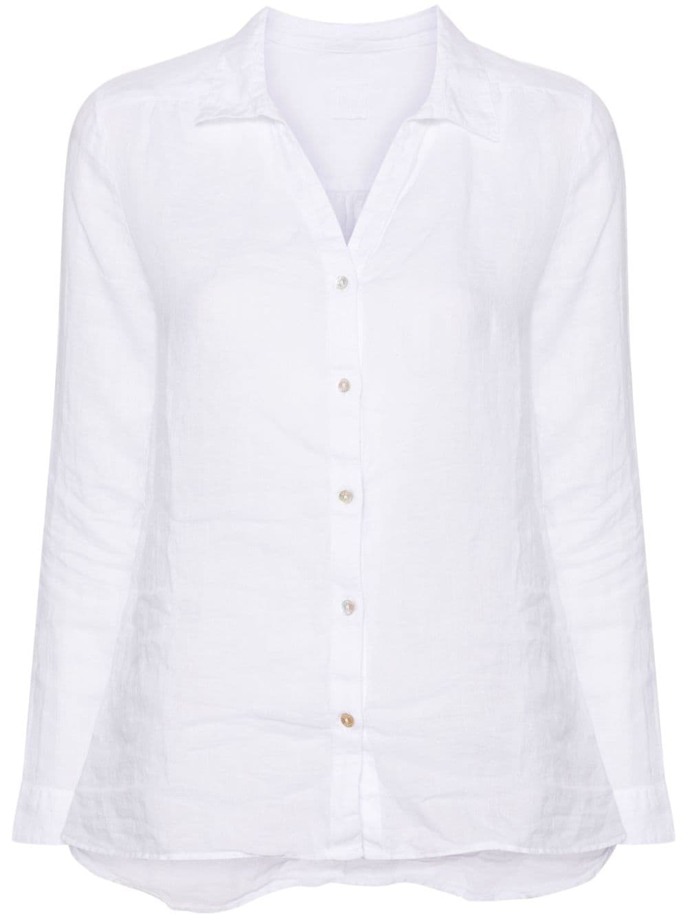 spread-collar linen shirt