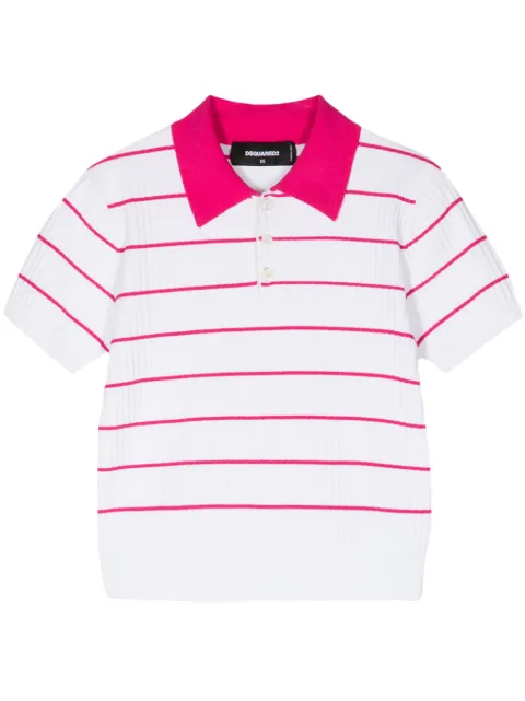 Dsquared2 striped cropped polo top