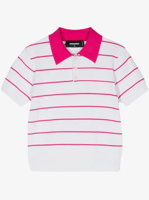 DSQUARED2 striped cropped polo top