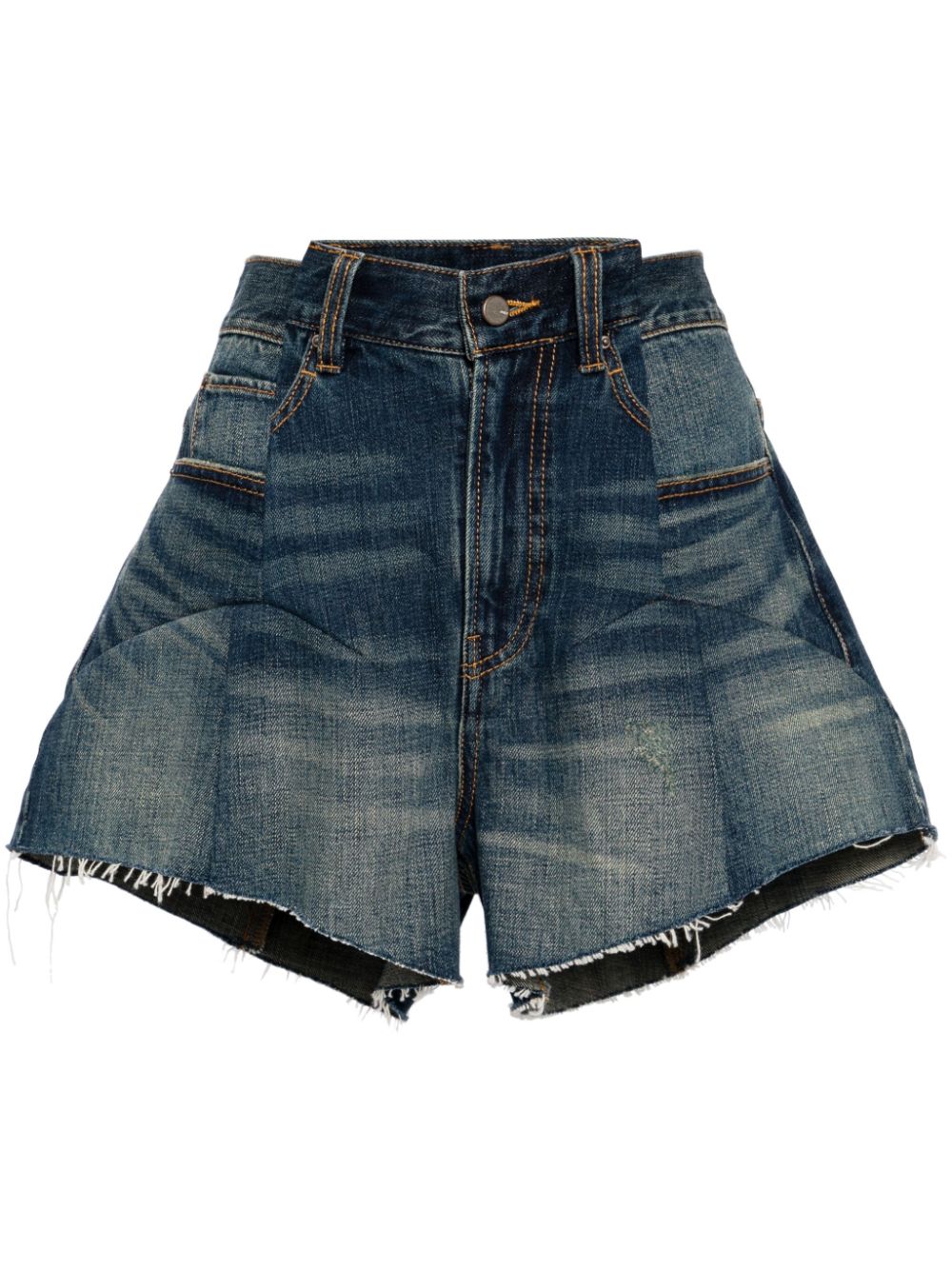 Jnby Logo-patch Cotton Shorts In Blue