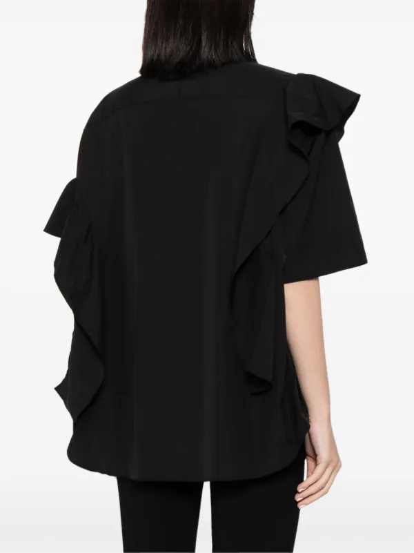JNBY ruffle-detailing Cotton Shirt | Black | FARFETCH