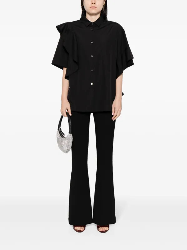 JNBY ruffle-detailing Cotton Shirt | Black | FARFETCH