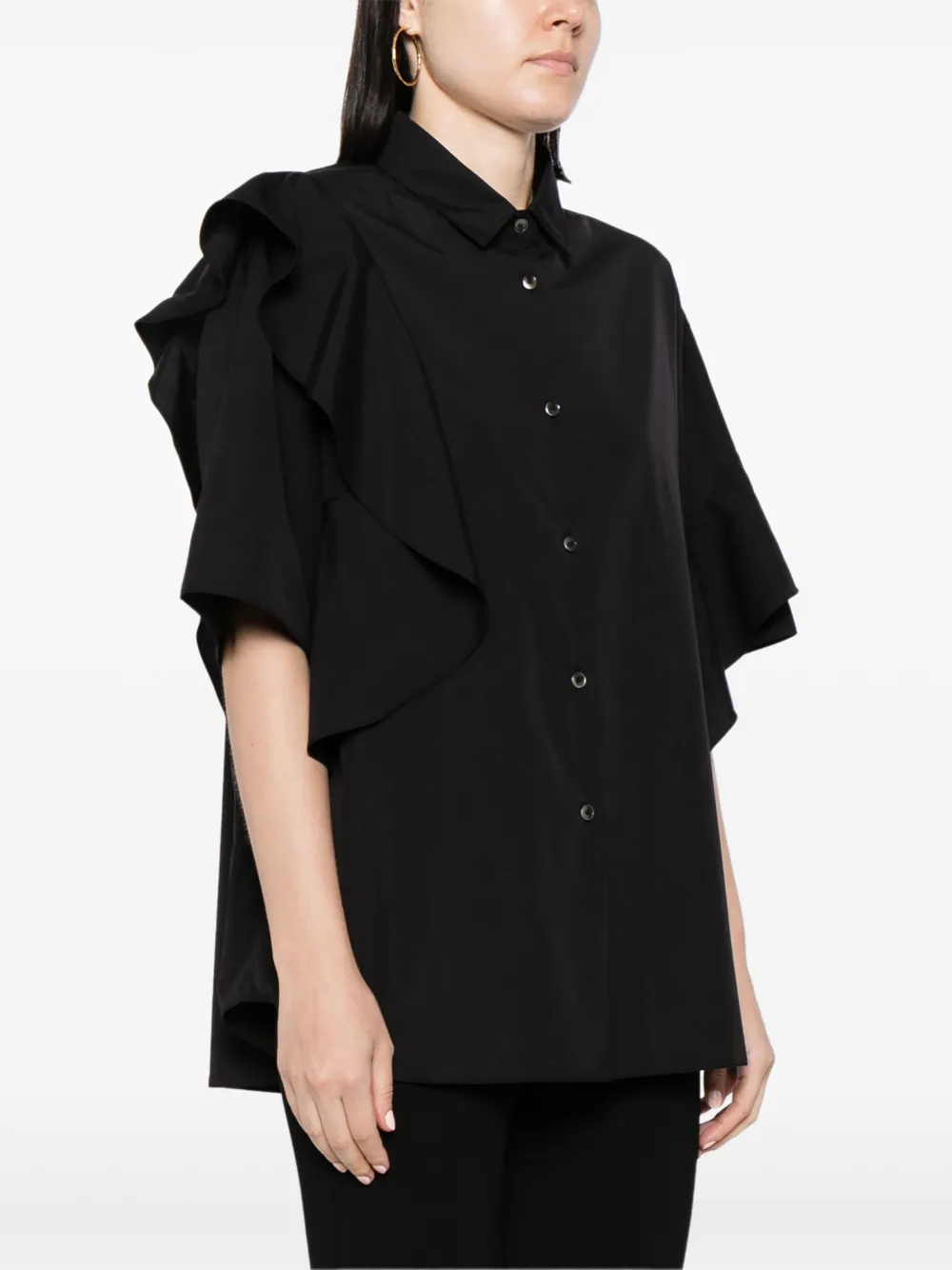 【人気急上昇】 Shirt Cotton ruffle-detailing JNBY | FARFETCH | Black トップス
