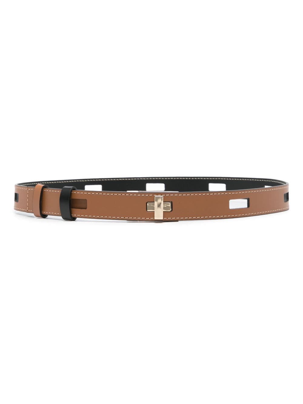 Lorena Antoniazzi Reversible Leather Belt In Brown