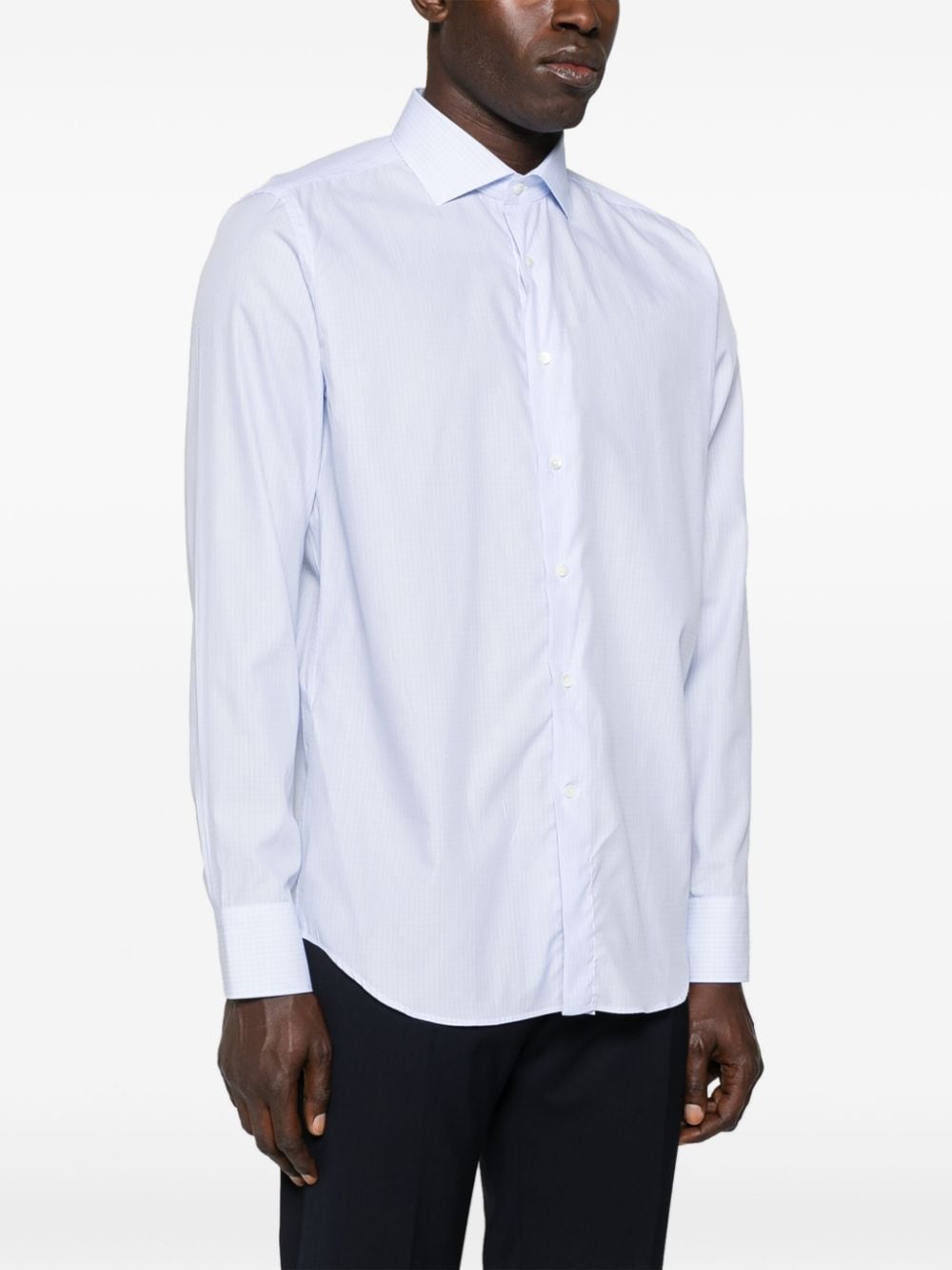 Shop Canali Checked Cotton Shirt In Blue