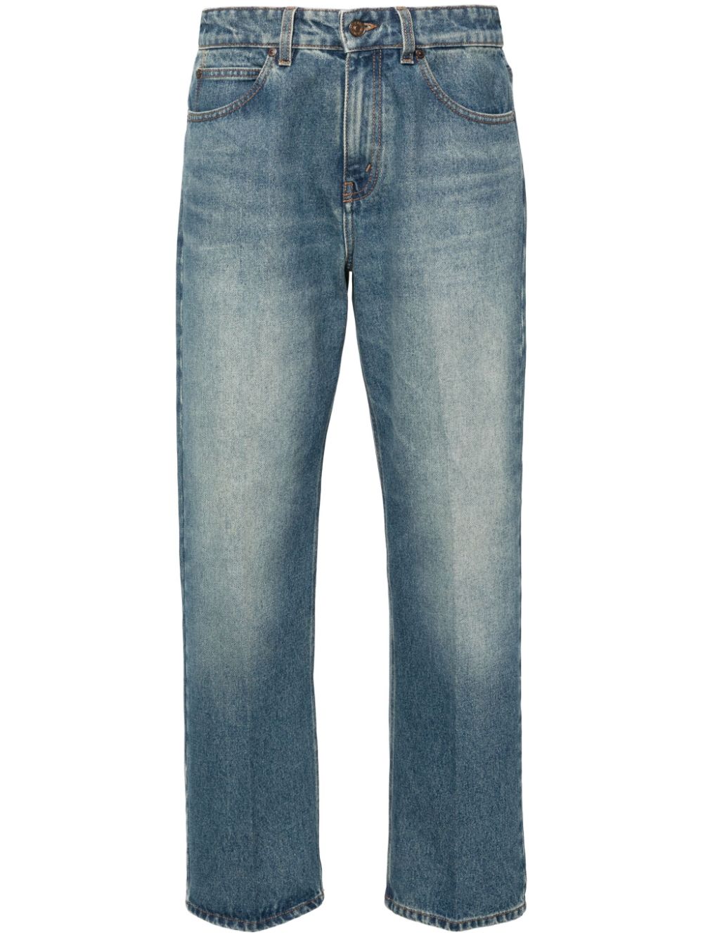 mid-rise straight-leg jeans