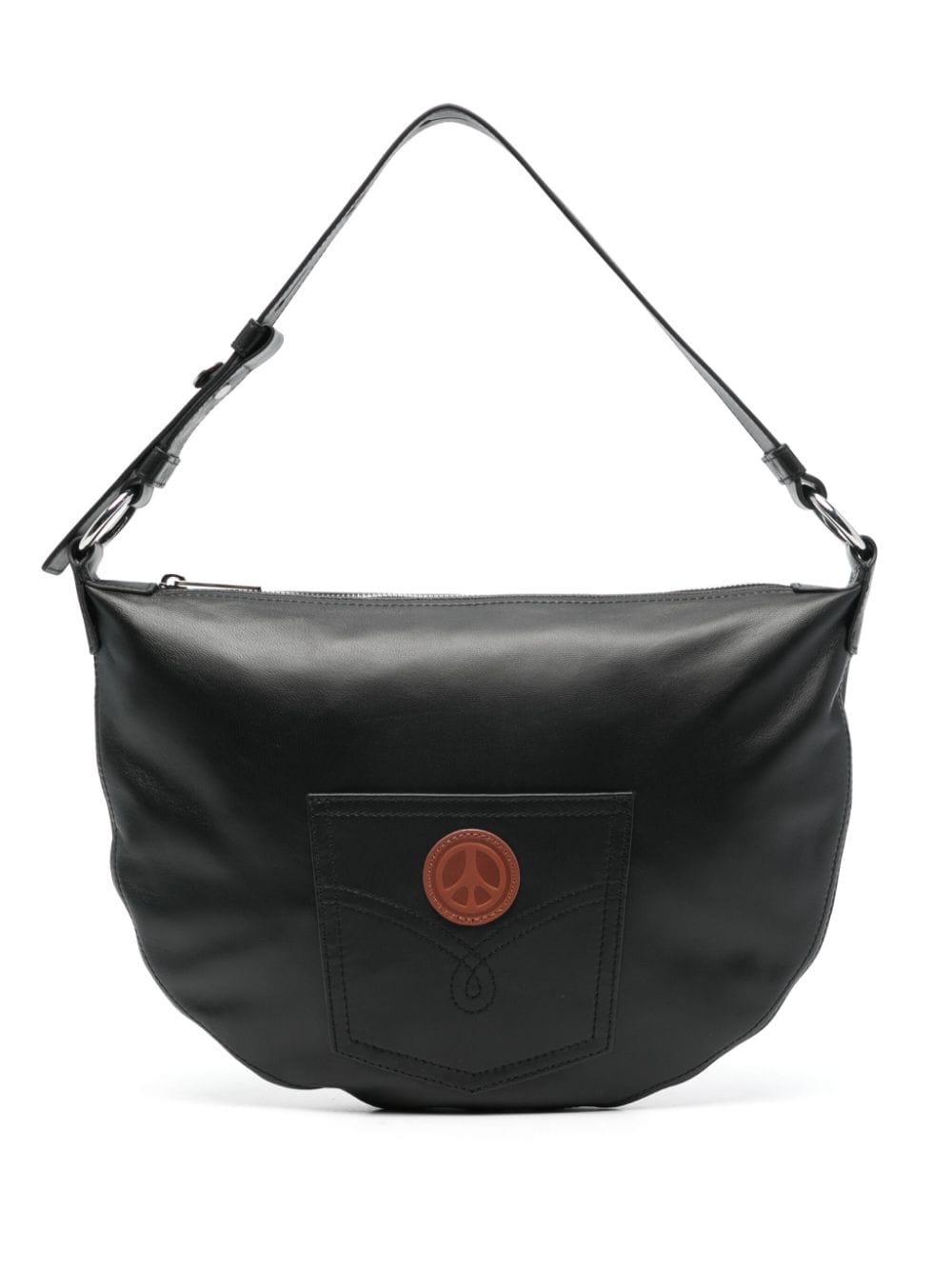 MOSCHINO JEANS logo appliqué leather shoulder bag - Nero