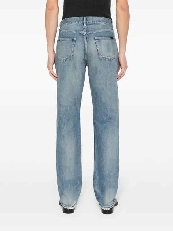 デニム・ジーパン SAINT LAURENT STRAIGHT COTTON JEANS Saint Laurent low-rise straight-leg Jeans | Blue | FARFETCH