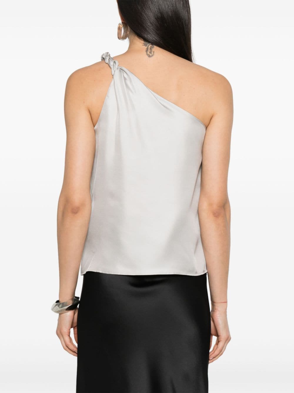 Shop Loulou Studio Adiran Asymmetrical Silk Top In Grey