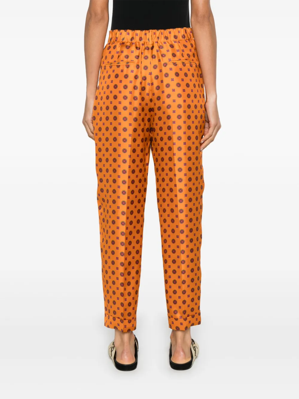 Alberto Biani Geometric-print Tapered Trousers In Orange