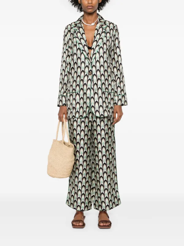 パンツ Lorena Antoniazzi Graphic-Print Silk Trousers Lorena Antoniazzi graphic-print Silk Trousers | Green