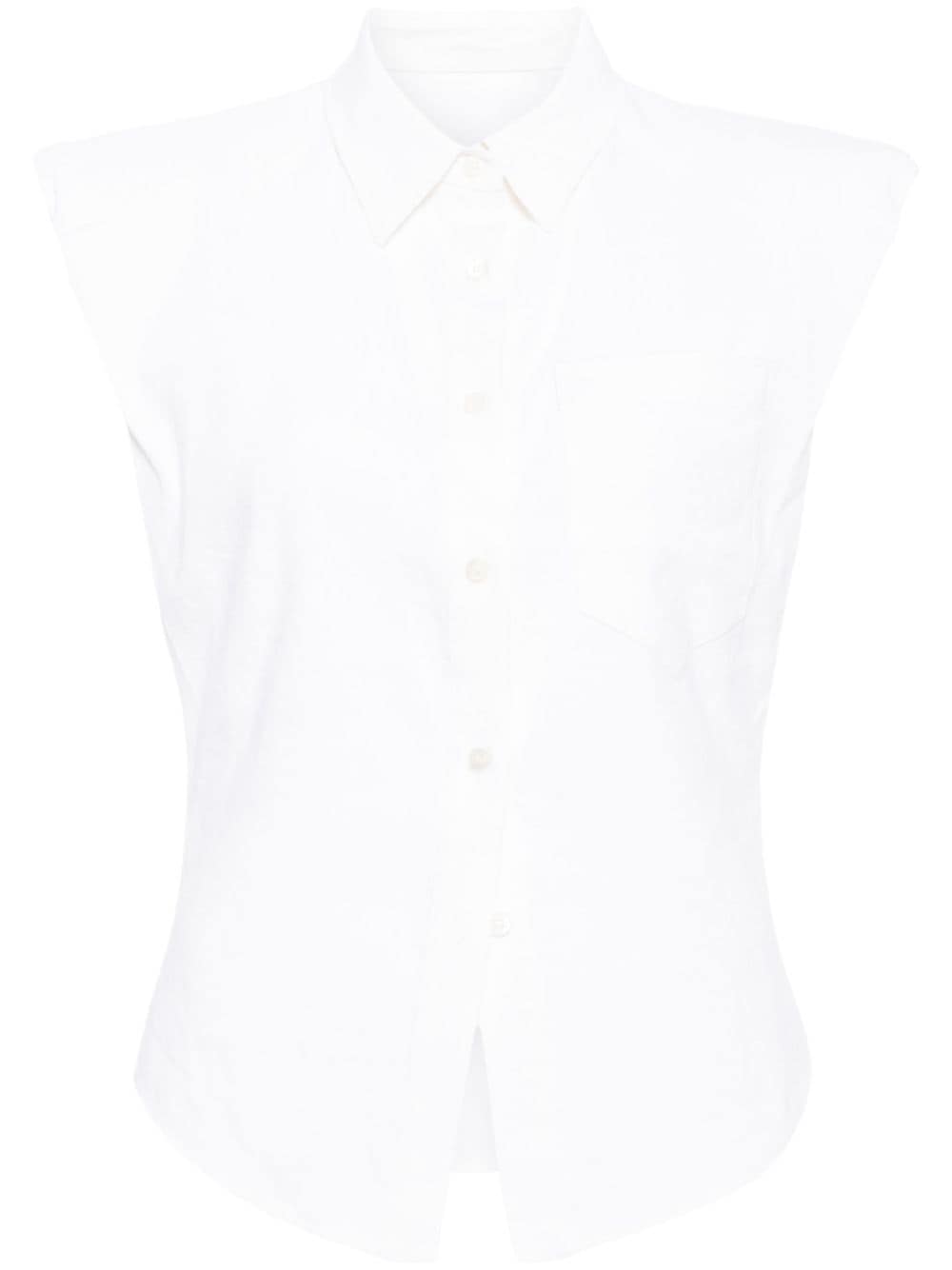 Jnby Shoulder-pad Linen Shirt In White