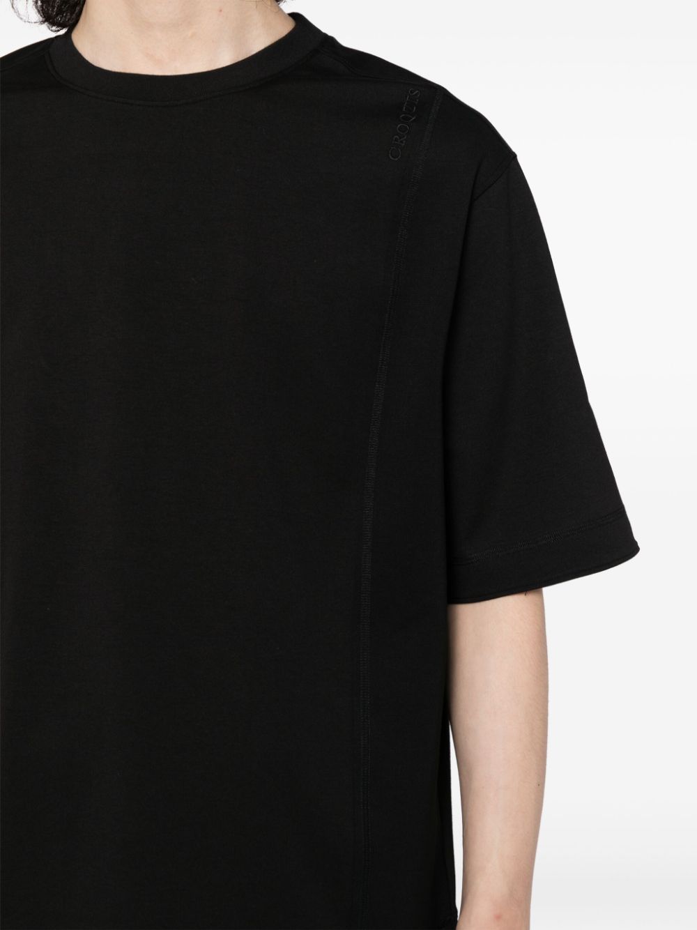 Shop Croquis Round-neck Cotton-blend T-shirt In Black