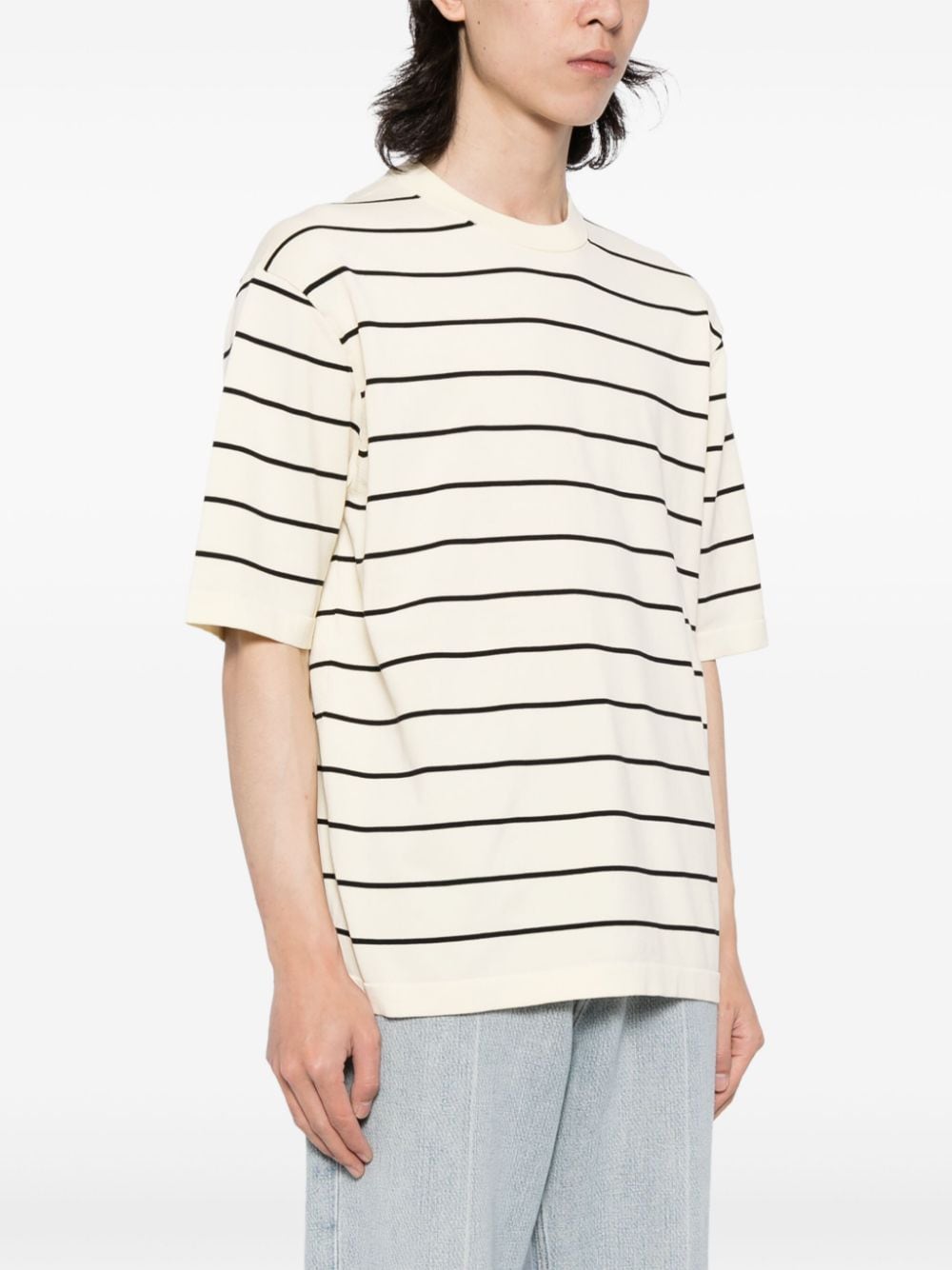 Shop Croquis Stripe-pattern Cotton-blend T-shirt In White