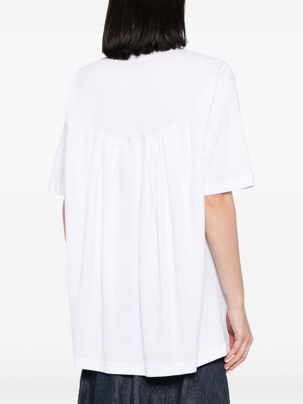 Shop Jnby Ruched Short-sleeved T-shirt In White
