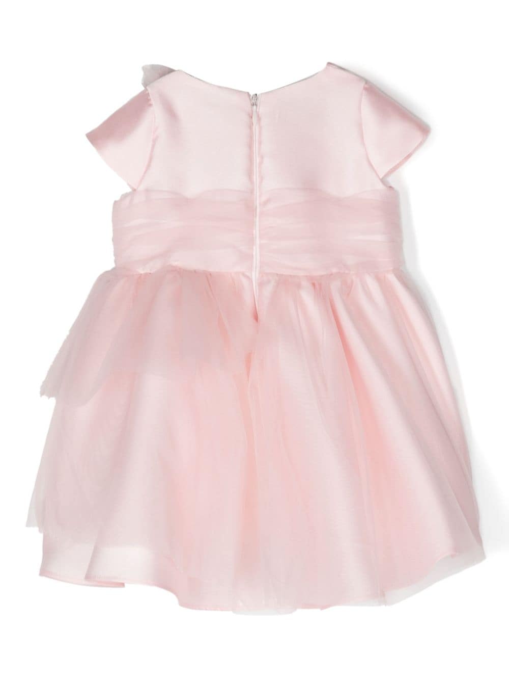 Shop Miss Blumarine Floral-appliqué Flared Dress In Pink