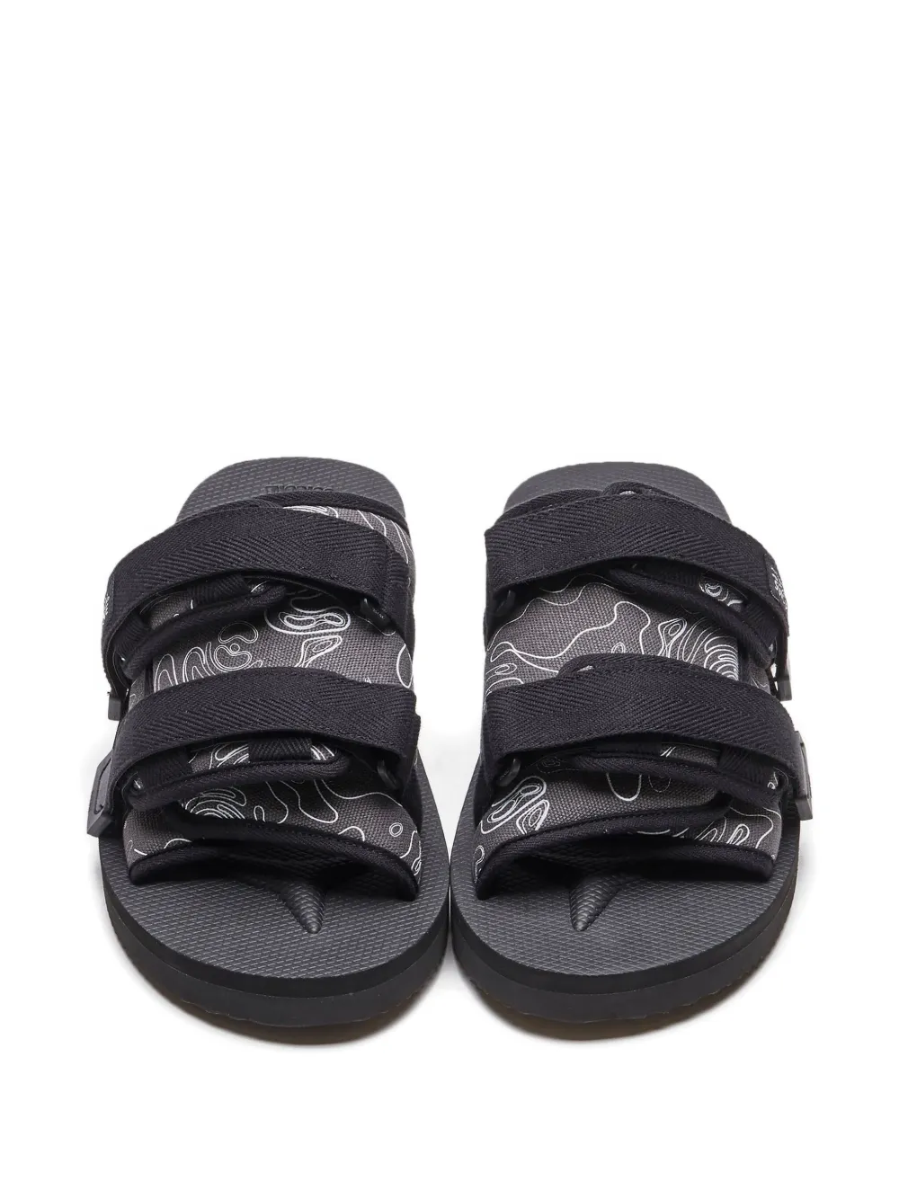 Suicoke triple-strap patterned sandals Black