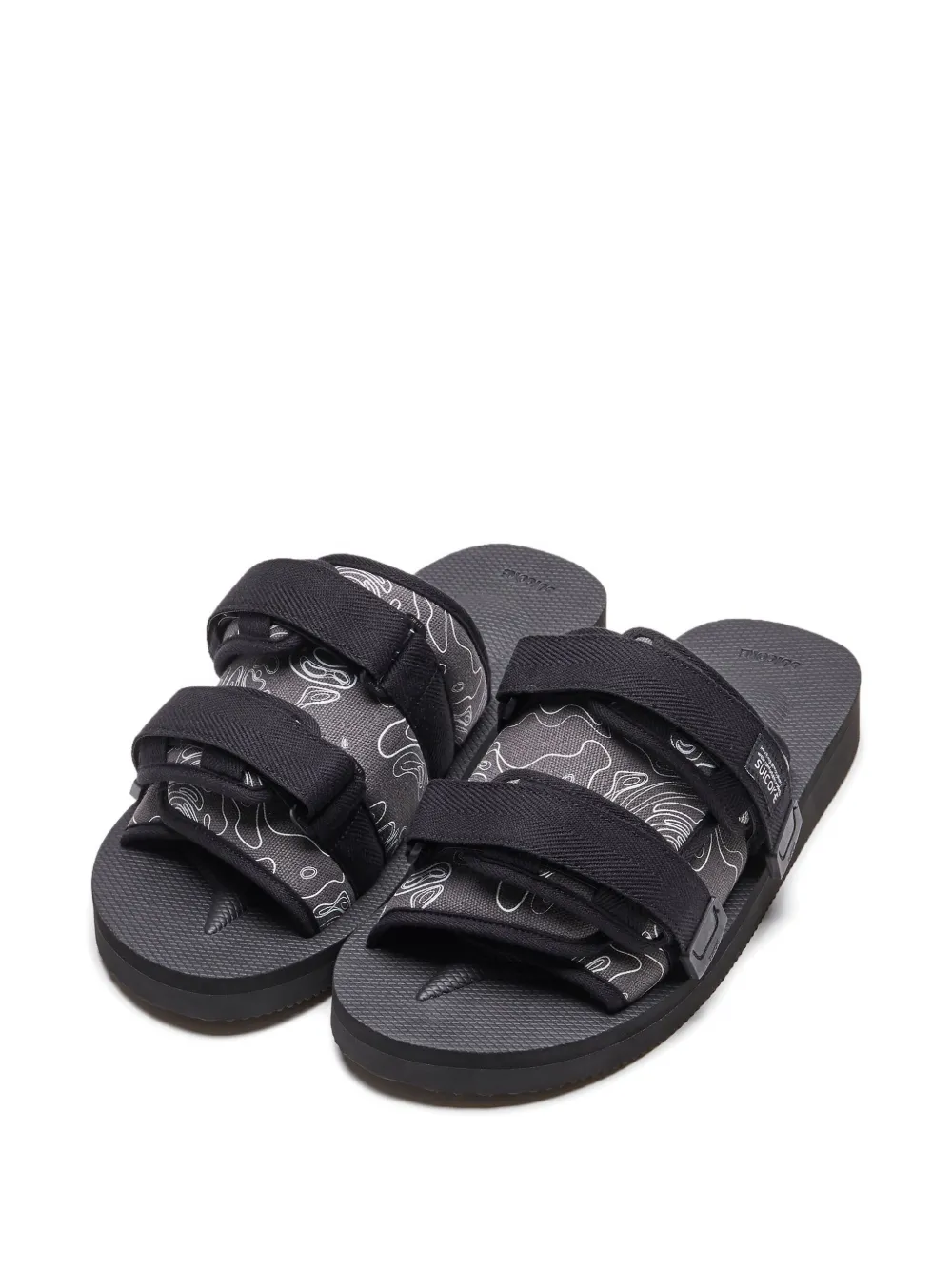 Suicoke triple-strap patterned sandals Black