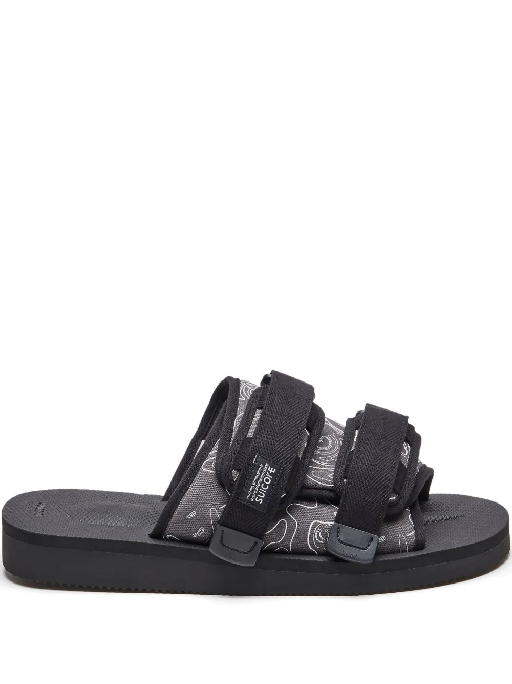 Suicoke triple-strap patterned sandals Black