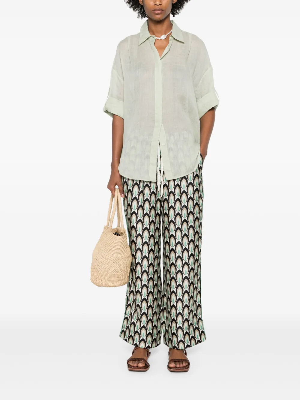 Lorena Antoniazzi Blouse met verstelbare mouwen Groen