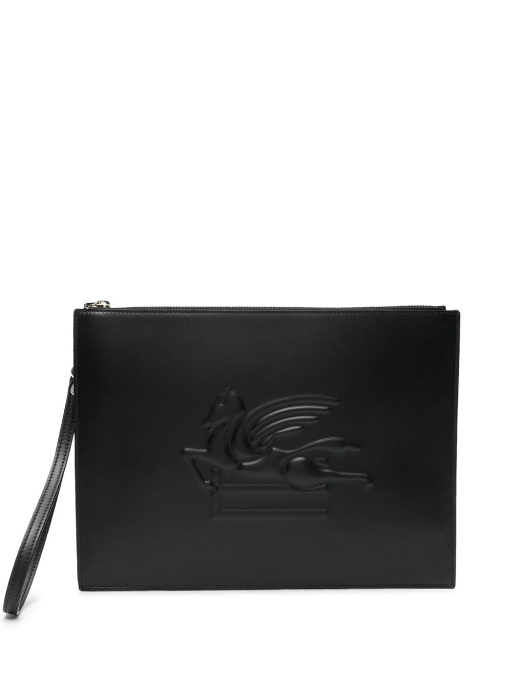 ETRO Pegaso-motif leather clutch bag Zwart