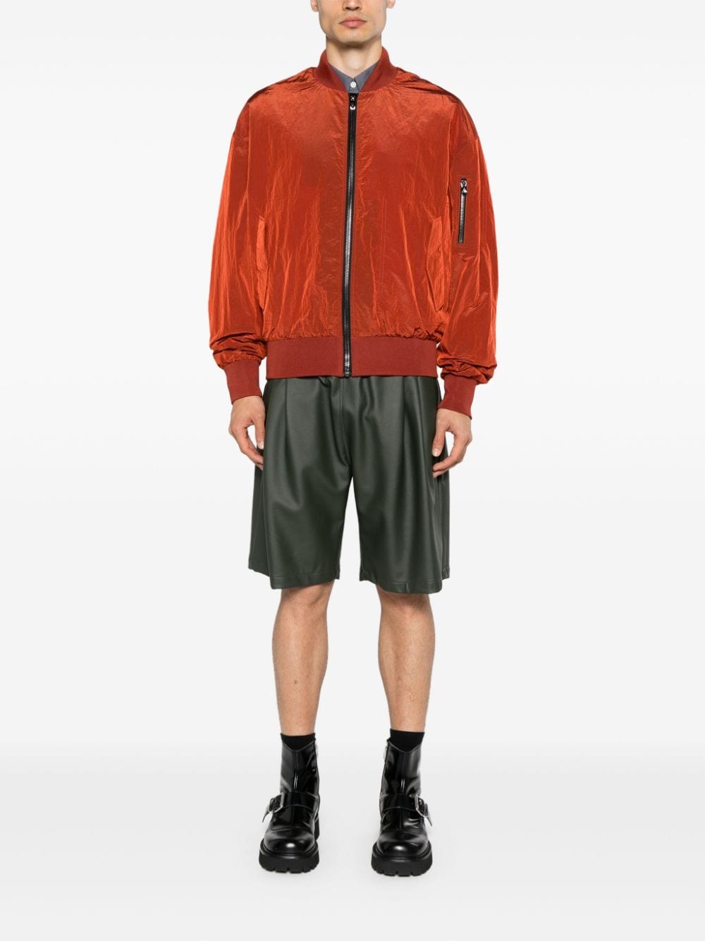 Ferrari reflective-effect zip-up bomber jacket - Rood