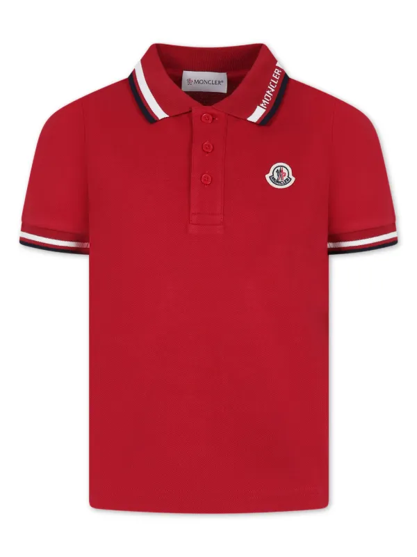 Moncler Enfant logo-appliqué Polo Shirt | Red | FARFETCH