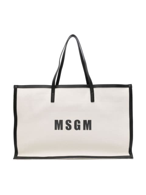 MSGM Kids logo-print canvas tote bag