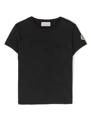 Moncler Enfant logo-embossed Cotton T-shirt | Blue | FARFETCH CA